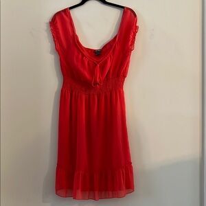 Dots Chic Tangerine Ruffled Mini Dress Size M
